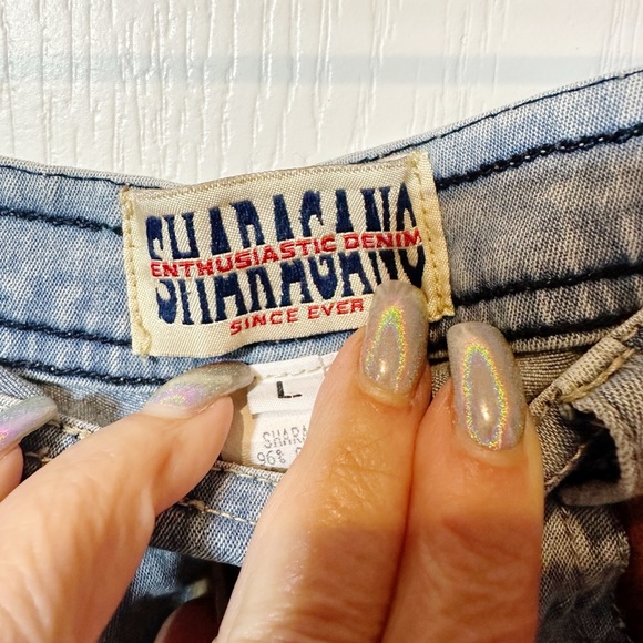 Sharagano Jeans with Brown Suede Accents on Leg and Pockets - Picture 2 of 5